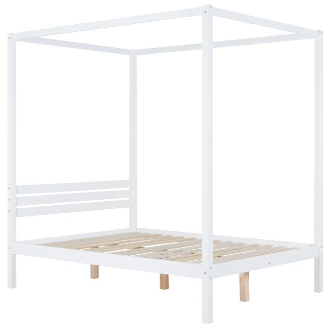 Product photograph of Mercia White Wooden Four Poster Bed - Sizes Available from Choice Furniture Superstore.