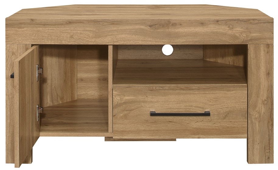Product photograph of Birlea Compton Oak 1 Door 1 Drawer Corner Tv Unit from Choice Furniture Superstore.