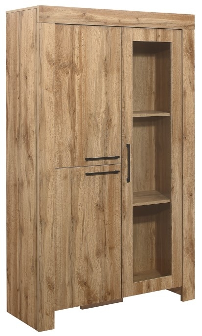 Product photograph of Compton Oak Wood 2 Door Display Cabinet from Choice Furniture Superstore.