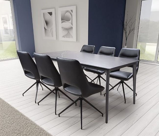 Product photograph of Amalfi Black Marble Effect 4 Seater Dining Table from Choice Furniture Superstore.