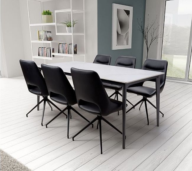 Product photograph of Amalfi White Ceramic 6 Seater Dining Table from Choice Furniture Superstore.