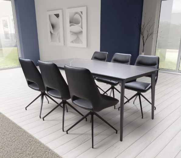 Product photograph of Amalfi Black Ceramic 6 Seater Dining Table from Choice Furniture Superstore.