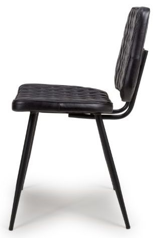 Product photograph of Austin Black Genuine Buffalo Leather Dining Chair Sold In Pairs from Choice Furniture Superstore.