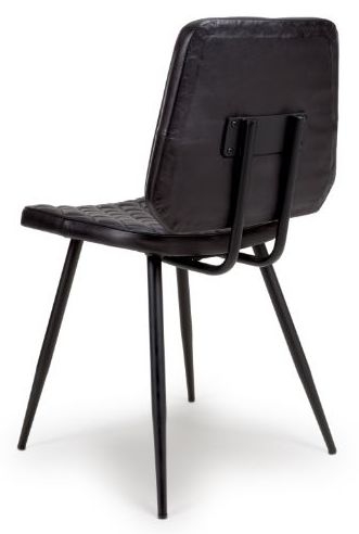 Product photograph of Austin Black Genuine Buffalo Leather Dining Chair Sold In Pairs from Choice Furniture Superstore.