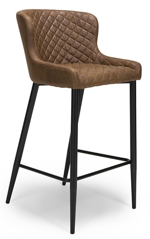 Product photograph of Charlie Carver Brown Faux Leather Barstool Sold In Pairs from Choice Furniture Superstore.