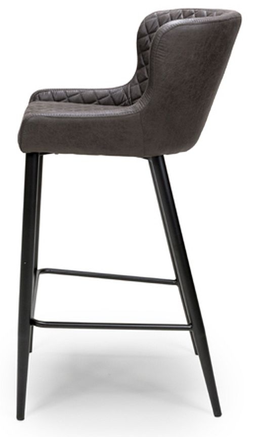 Product photograph of Charlie Carver Grey Faux Leather Barstool Sold In Pairs from Choice Furniture Superstore.