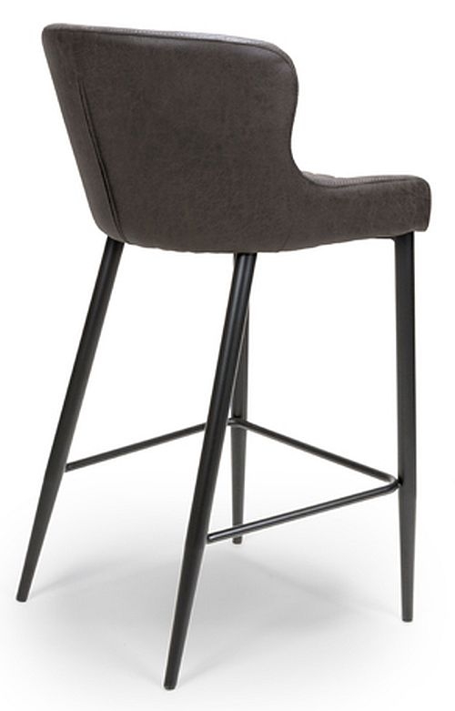 Product photograph of Charlie Carver Grey Faux Leather Barstool Sold In Pairs from Choice Furniture Superstore.