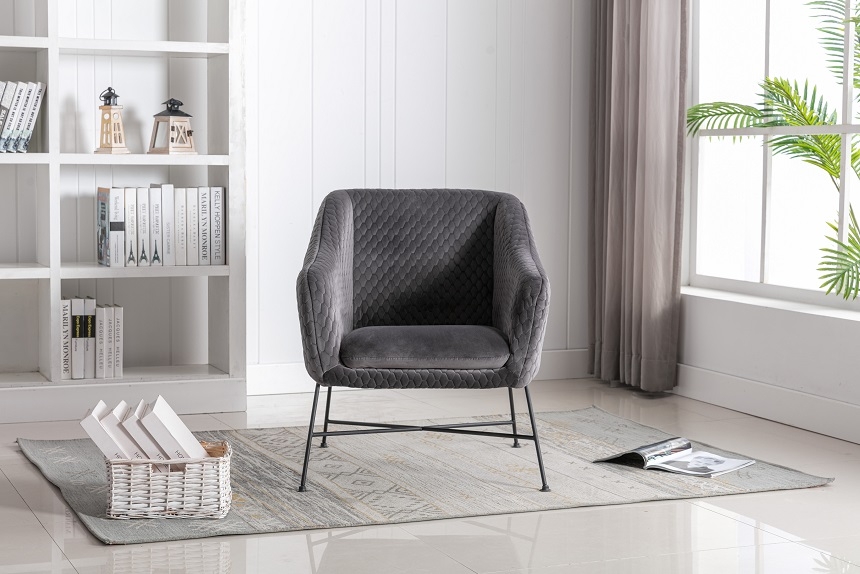 Product photograph of Cleo Cinder Grey Velvet Fabric Accent Chair from Choice Furniture Superstore.