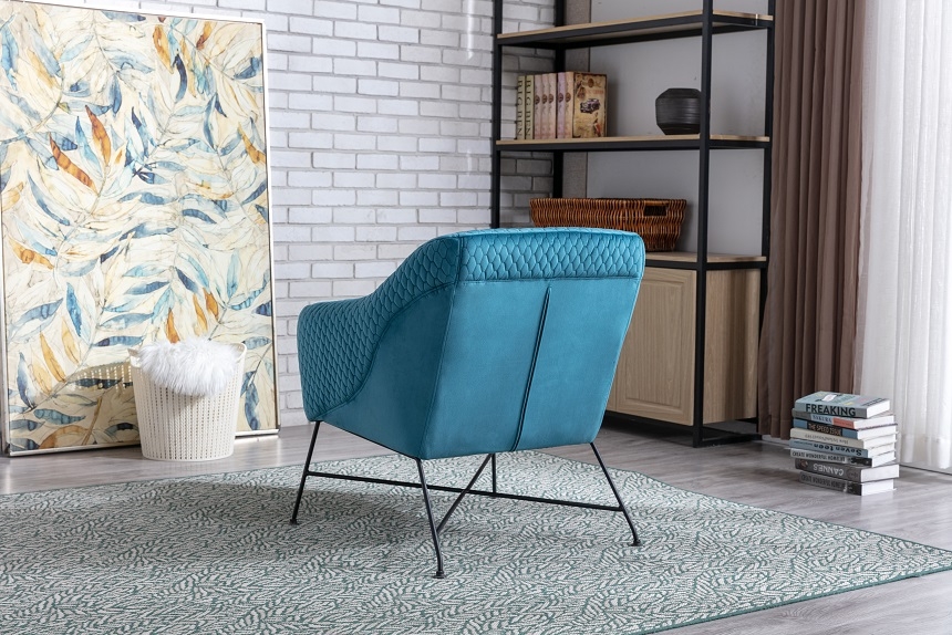 Product photograph of Cleo Federal Blue Velvet Fabric Accent Chair from Choice Furniture Superstore.
