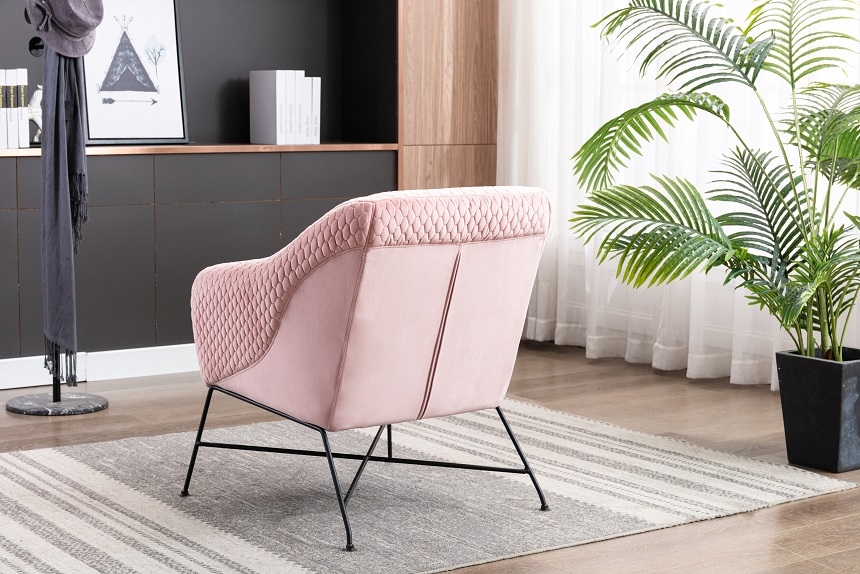 Product photograph of Cleo Powder Pink Velvet Fabric Accent Chair from Choice Furniture Superstore.