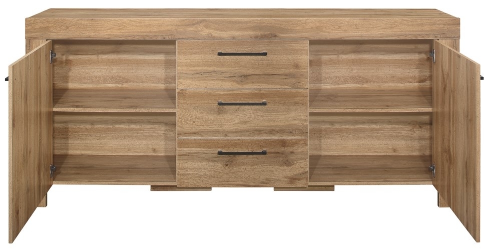Product photograph of Compton Oak 2 Door 3 Drawer Sideboard from Choice Furniture Superstore.