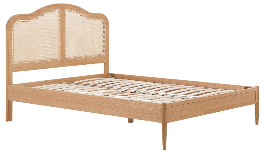 Product photograph of Leonie Oak Rattan Bed from Choice Furniture Superstore.