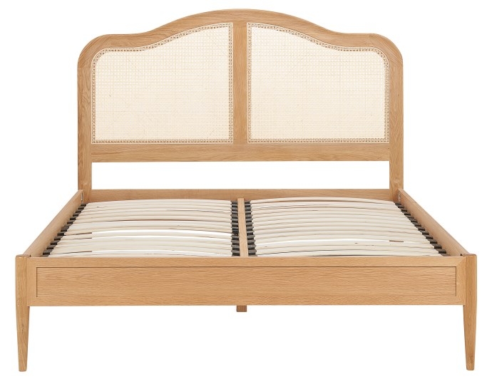 Product photograph of Leonie Oak Rattan Bed - Sizes Available from Choice Furniture Superstore.