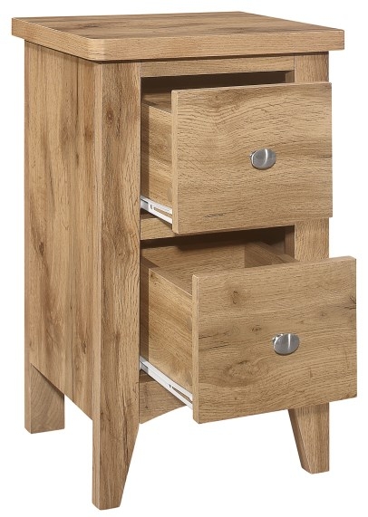 Product photograph of Hampstead Oak 2 Drawer Bedside Cabinet from Choice Furniture Superstore.