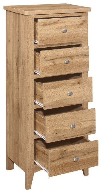 Product photograph of Hampstead Rustic Oak Effect Tall 5 Drawer Chest from Choice Furniture Superstore.