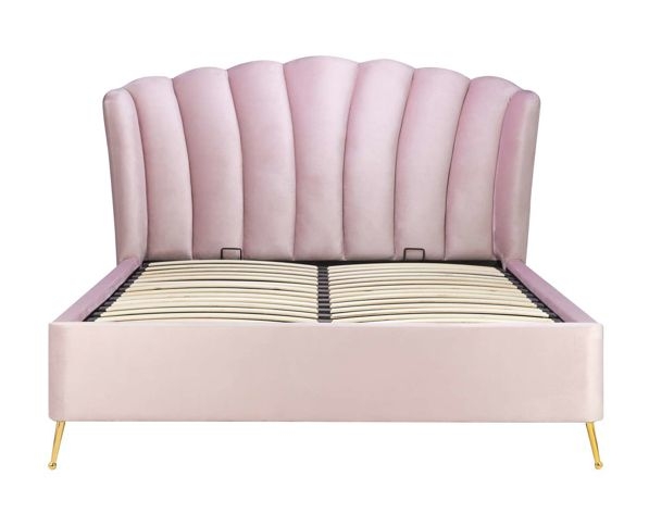 Product photograph of Lottie Pink Fabric Ottoman Storage Bed - Sizes Available from Choice Furniture Superstore.
