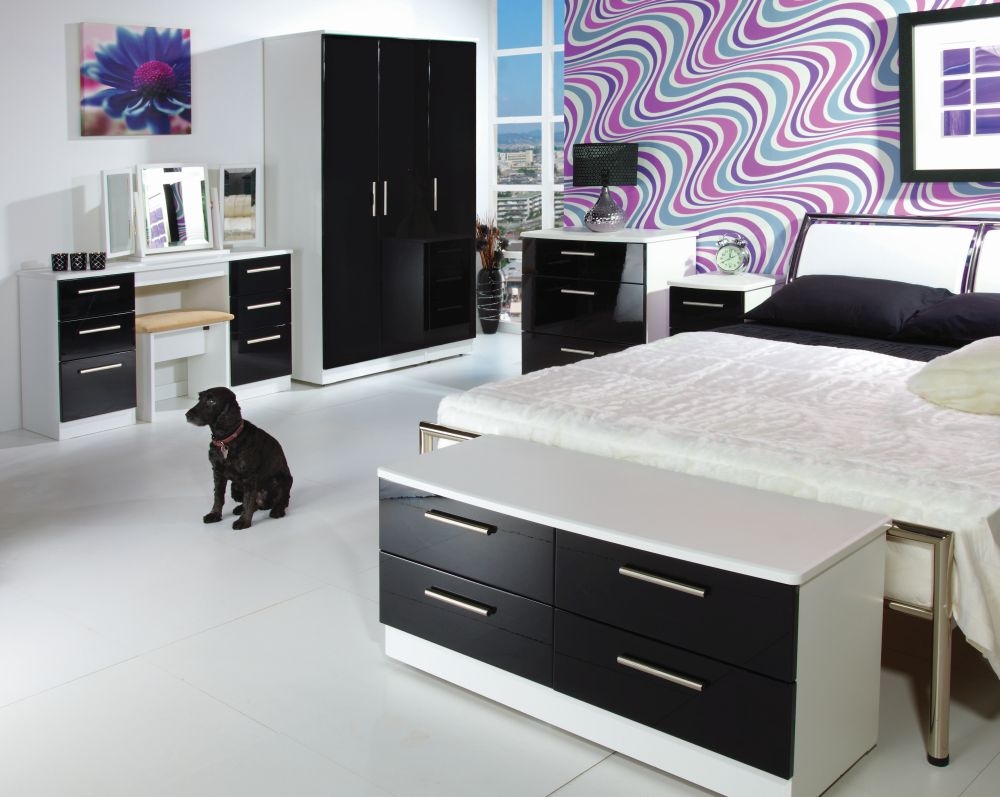 Product photograph of Knightsbridge Bed Box - High Gloss Black And White from Choice Furniture Superstore.