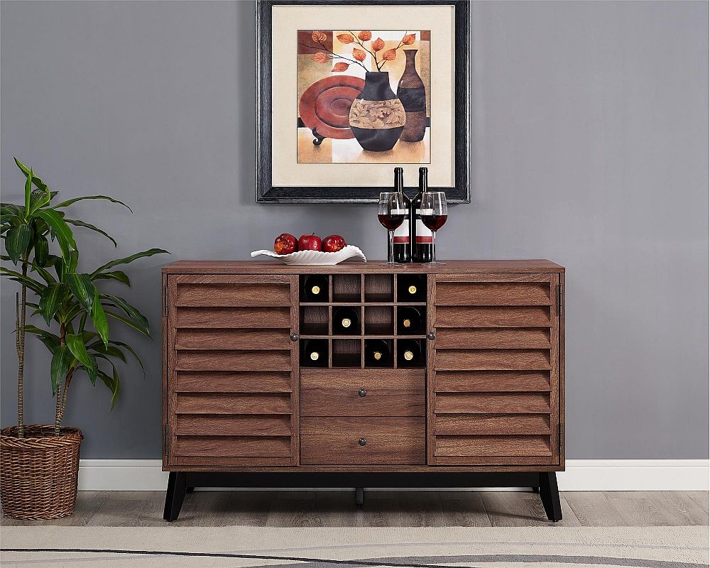 Product photograph of Alphason Vaughn 2 Door 1 Drawer Wine Cabinet from Choice Furniture Superstore.