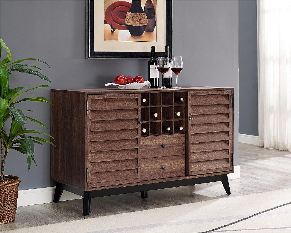 Product photograph of Alphason Vaughn 2 Door 1 Drawer Wine Cabinet from Choice Furniture Superstore.