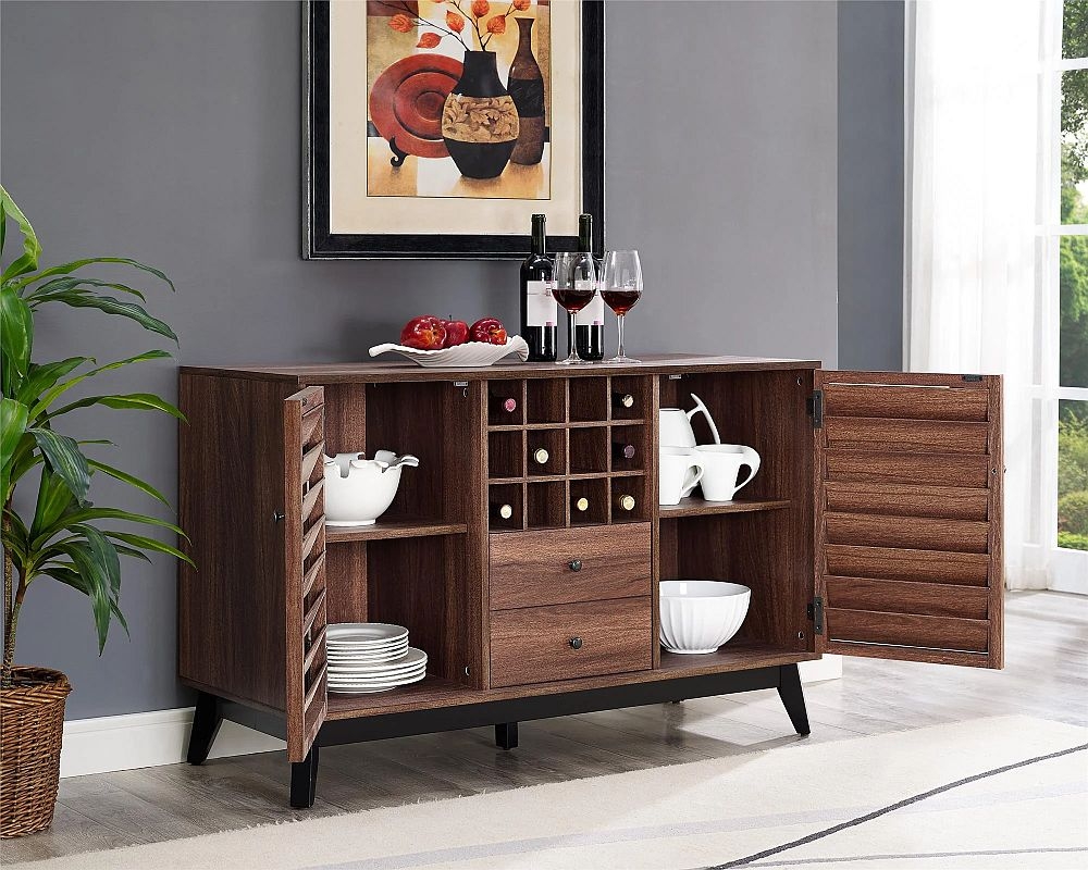 Product photograph of Alphason Vaughn 2 Door 1 Drawer Wine Cabinet from Choice Furniture Superstore.