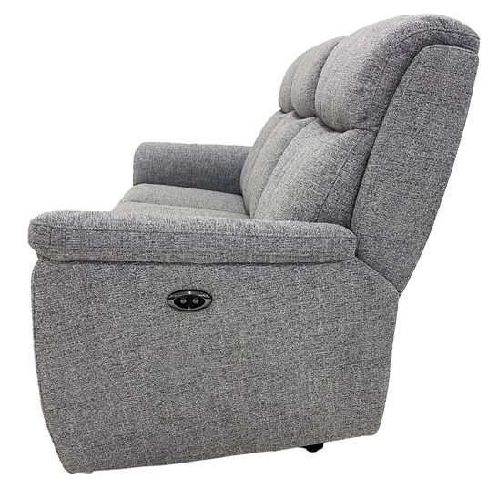 Product photograph of Kent Grey Fabric Electric Recliner 3 Seater Sofa from Choice Furniture Superstore.