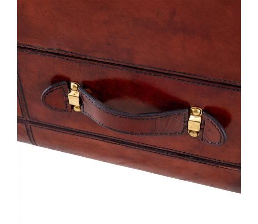 Product photograph of Mysore Handcrafted Leather Cognac Coffee Table Trunk With Drawer from Choice Furniture Superstore.