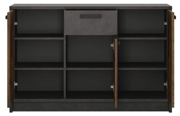 Product photograph of Brooklyn Cabinet With 3 Door And 1 Drawer In Walnut And Dark Matera Grey from Choice Furniture Superstore.
