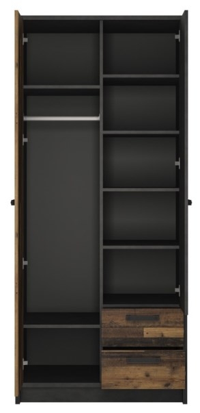 Product photograph of Brooklyn Rustic 2 Door 2 Drawer Double Wardrobe from Choice Furniture Superstore.