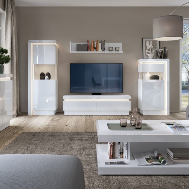 Product photograph of Lyon White Gloss 146cm Tv Unit from Choice Furniture Superstore.