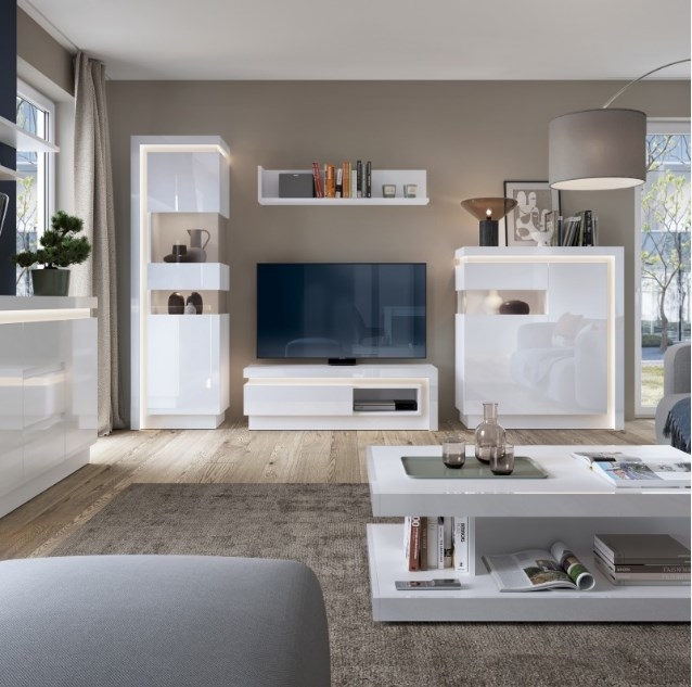 Product photograph of Lyon White Gloss 130cm Tv Unit from Choice Furniture Superstore.