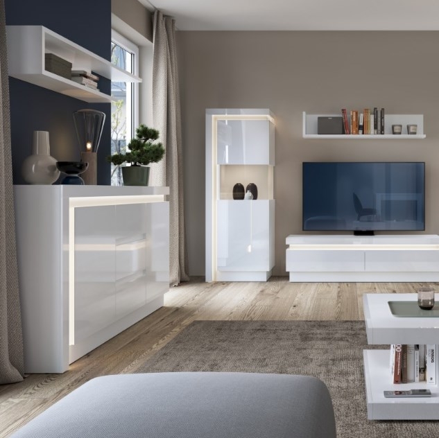 Product photograph of Lyon White Gloss 2 Door Medium Sideboard from Choice Furniture Superstore.
