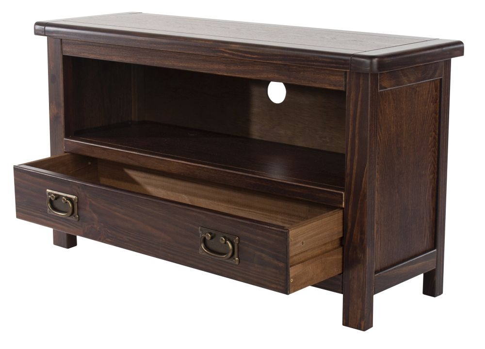 Product photograph of Boston Dark Wood 1 Drawer Flat Screen Tv Unit from Choice Furniture Superstore.