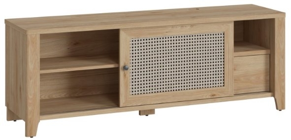 Product photograph of Cestino Oak And Rattan Effect 1 Door Tv Unit from Choice Furniture Superstore.
