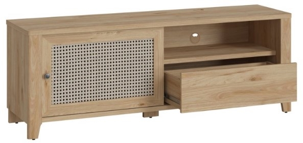 Product photograph of Cestino Oak And Rattan Effect 1 Door Tv Unit from Choice Furniture Superstore.