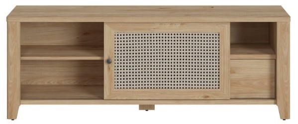 Product photograph of Cestino Oak And Rattan Effect 1 Door Tv Unit from Choice Furniture Superstore.