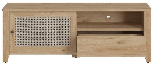 Product photograph of Cestino Oak And Rattan Effect 1 Door Tv Unit from Choice Furniture Superstore.