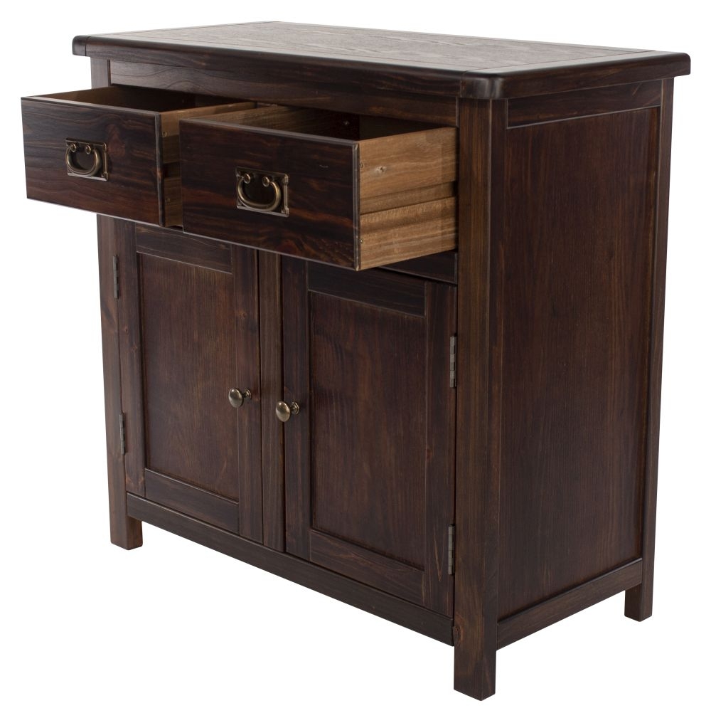 Product photograph of Bowke Dark Wood 2 Door 2 Drawer Sideboard from Choice Furniture Superstore.