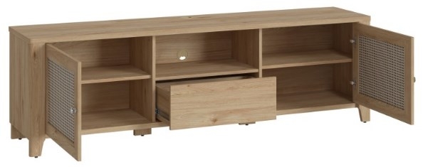 Product photograph of Cestino Oak And Rattan Effect 2 Door Tv Unit from Choice Furniture Superstore.