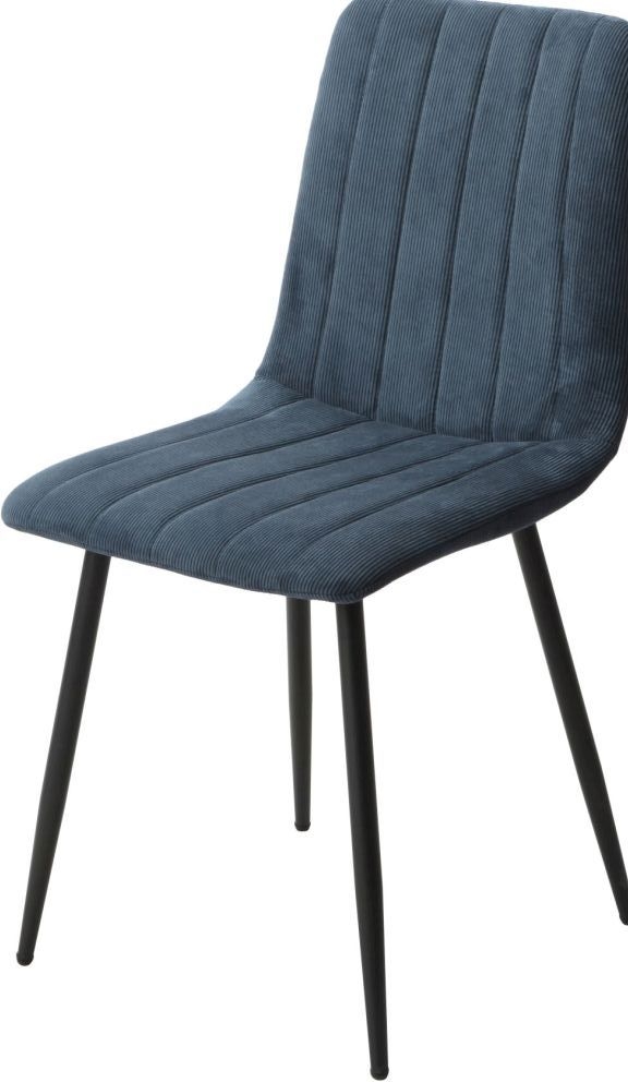 Product photograph of Aspen Straight Stitch Blue Cord Dining Chair With Black Tapered Legs Sold In Pairs from Choice Furniture Superstore.