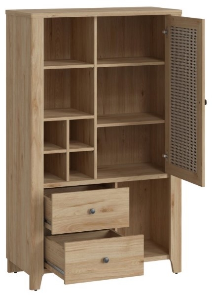 Product photograph of Cestino Oak And Rattan Effect Cabinet from Choice Furniture Superstore.