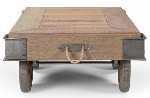 Product photograph of Gulmarg Reclaimed Wooden Coffee Table On Wheels from Choice Furniture Superstore.