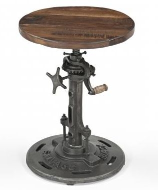 Product photograph of Gulmarg Adjustable Reclaimed Wood And Metal Stool from Choice Furniture Superstore.