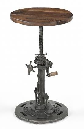 Product photograph of Gulmarg Adjustable Reclaimed Wood And Metal Stool from Choice Furniture Superstore.