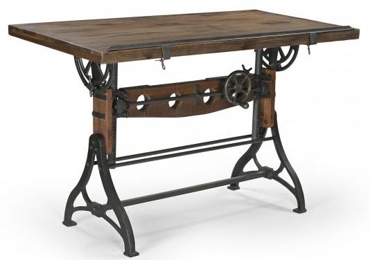 Product photograph of Gulmarg Adjustable Recylced Teak And Metal Drafting Table from Choice Furniture Superstore.