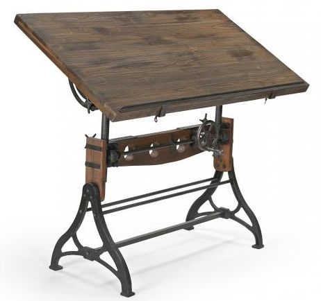 Product photograph of Gulmarg Adjustable Recylced Teak And Metal Drafting Table from Choice Furniture Superstore.