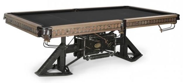 Product photograph of Gulmarg Reclaimed Wood And Metal Pool Table With Cue Rack from Choice Furniture Superstore.