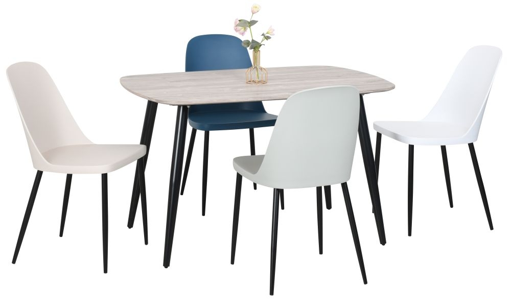 Product photograph of Laney Grey Oak Effect Dining Table With Black Tapered Legs from Choice Furniture Superstore.