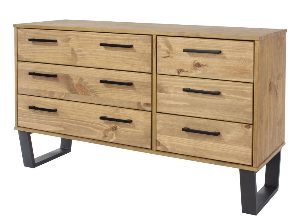 Product photograph of Texas Industrial Style Oak Effect 6 Drawer Wide Chest from Choice Furniture Superstore.