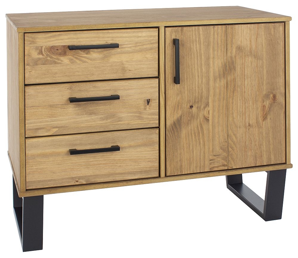 Product photograph of Texas Industrial Style Oak Effect 90cm Small Sideboard from Choice Furniture Superstore.