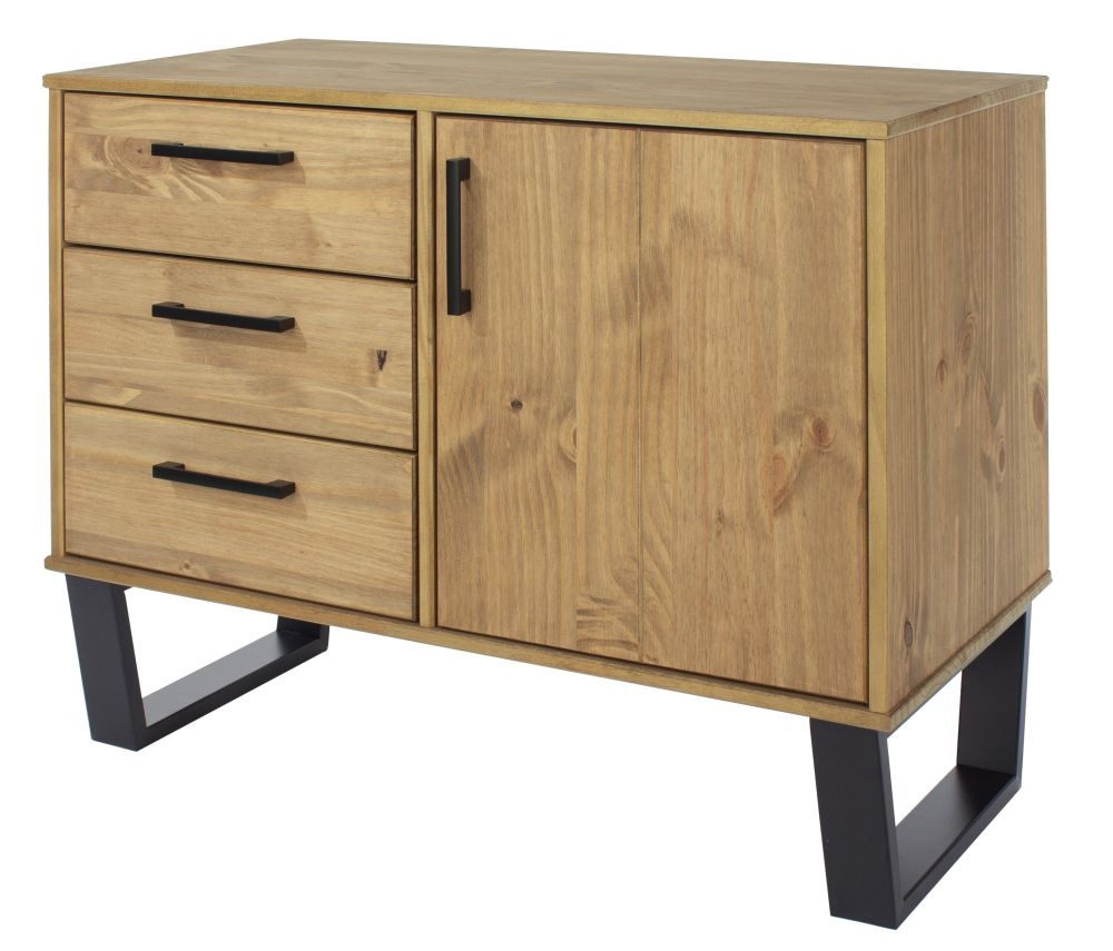 Product photograph of Texas Industrial Style Oak Effect 90cm Small Sideboard from Choice Furniture Superstore.